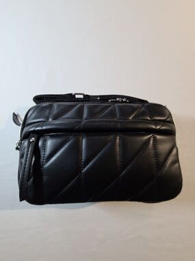 NWT Primark Black Quilted Faux Leather Camera Crossbody Bag Pillow Style
